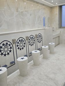 solid surface ablution room, corian nimbus and evening prima wudu wash stations